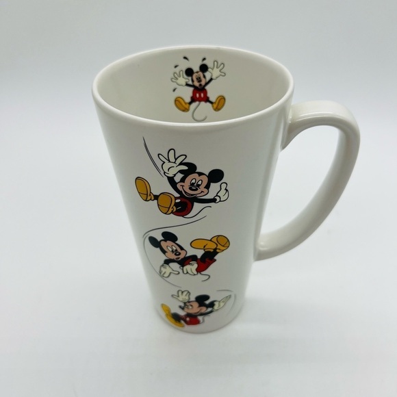 DISNEY MICKEY MOUSE TALL MUG WHITE WITH BLACK, RED, YELLOW & WHITE MICKEY - Picture 7 of 12